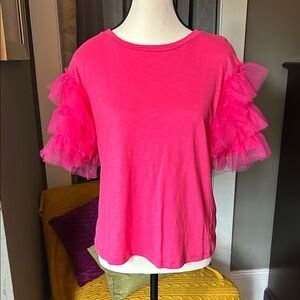 Lea & Viola Fuchsia Ruffle Sleeve Tee
